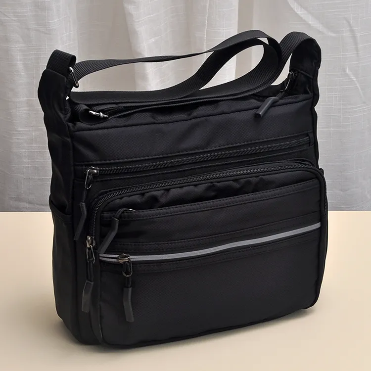 百搭休闲斜挎包男韩式多口袋单根斜挎包收钱包水洗耐磨防水布包