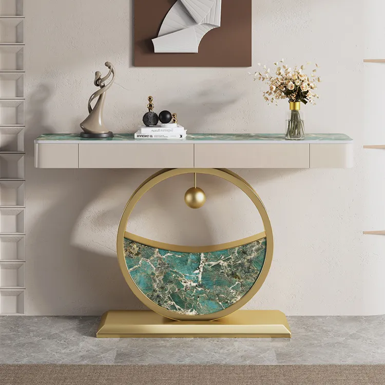 新中式玄关桌带抽屉轻奢风高端入户走廊端景台玄关置物架端景柜