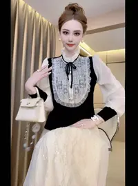 【山茶花】重工钉珠拼接蕾丝轻奢百搭显瘦针织开衫上衣