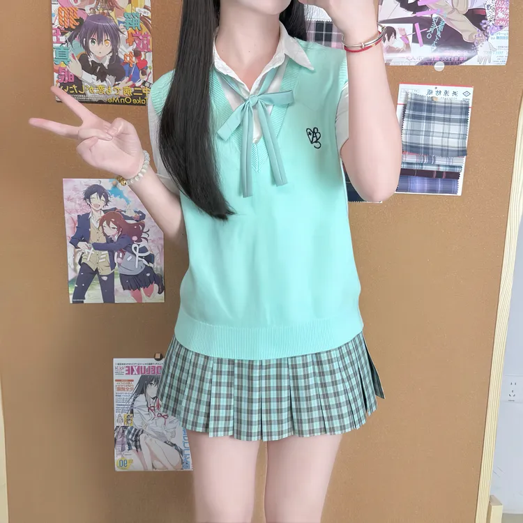 【马甲套装】2025夏季新款原创JK格裙马甲衬衫套装学院风格子短裙