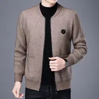 老爷车之家男士针织衫开衫秋冬季时尚休闲潮流加厚韩版立领中青年