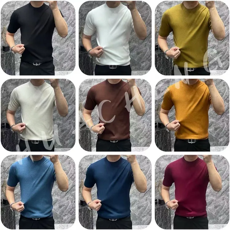 【HUACHENG】男士百搭秋季新款纯色舒适高级针织短袖 HC9027