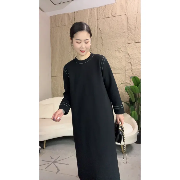 赫本女神裙高贵经典知性优雅-莫代尔高定面料连衣裙53002