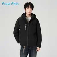 快鱼厚短款棉服男2025年冬新款潮流撞色连帽户外运动夹克宽松棉衣