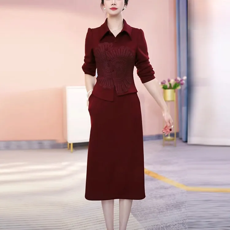 空气层轻奢名媛2025春季新款气质修身显瘦假两件长袖打底连衣裙子