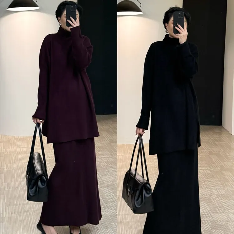 美丽定制极简高领加厚针织套裙170斤以内（22392）