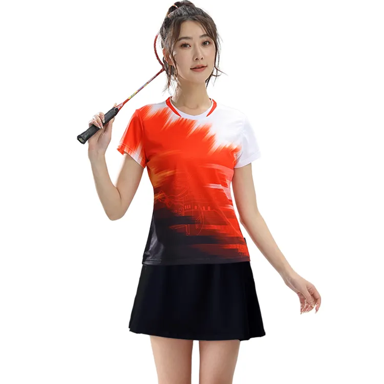 2025新款羽毛球服女款套装中国风运动短袖上衣男排球服定制印字