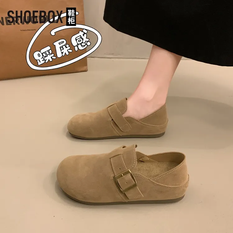 达芙妮集团旗下孕妇勃肯鞋女2025新款秋季一脚蹬单鞋豆豆乐福鞋女