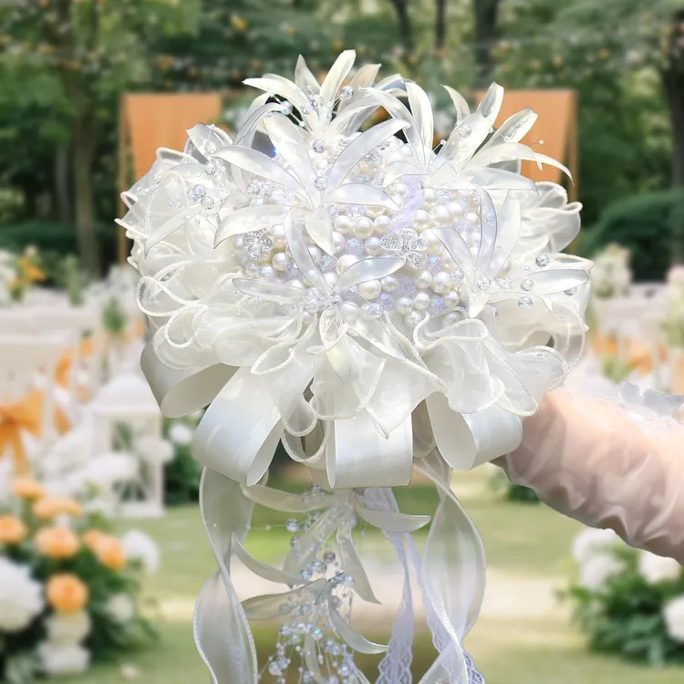新娘结婚手捧花重工珍珠皂液花仙气手捧花DIY材料包成品送礼佳品