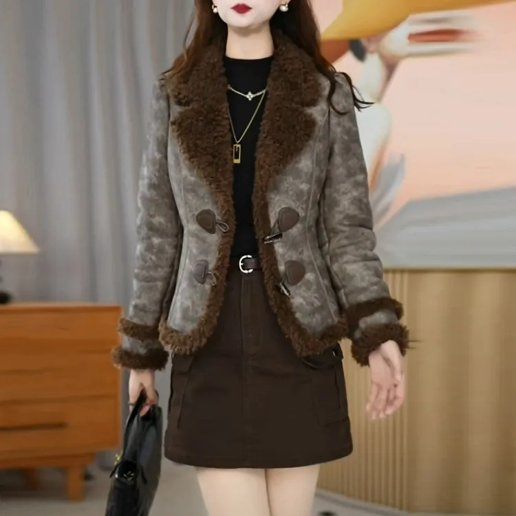 加绒加厚短款外套女2025冬季新款时尚修身显瘦洋气保暖小个子上衣