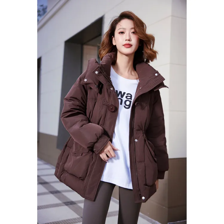 门店15&9/9！黑糖拿铁」90%鸭绒连帽加厚保暖中长款羽绒服女 M14416
