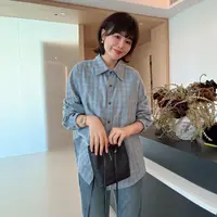 韩版复古气质磨毛格子秋冬内搭刺绣字母高级感衬衫