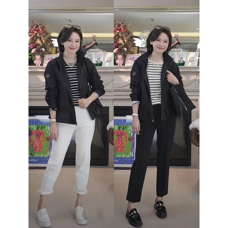 我是摩羯 荷叶边外套 日本进口机织珠绣贴片荷叶边连帽长袖秋风衣