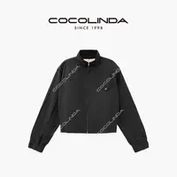 COCOLINDA| 上下拉头‘ 棉质立领黑色夹克外套C3539