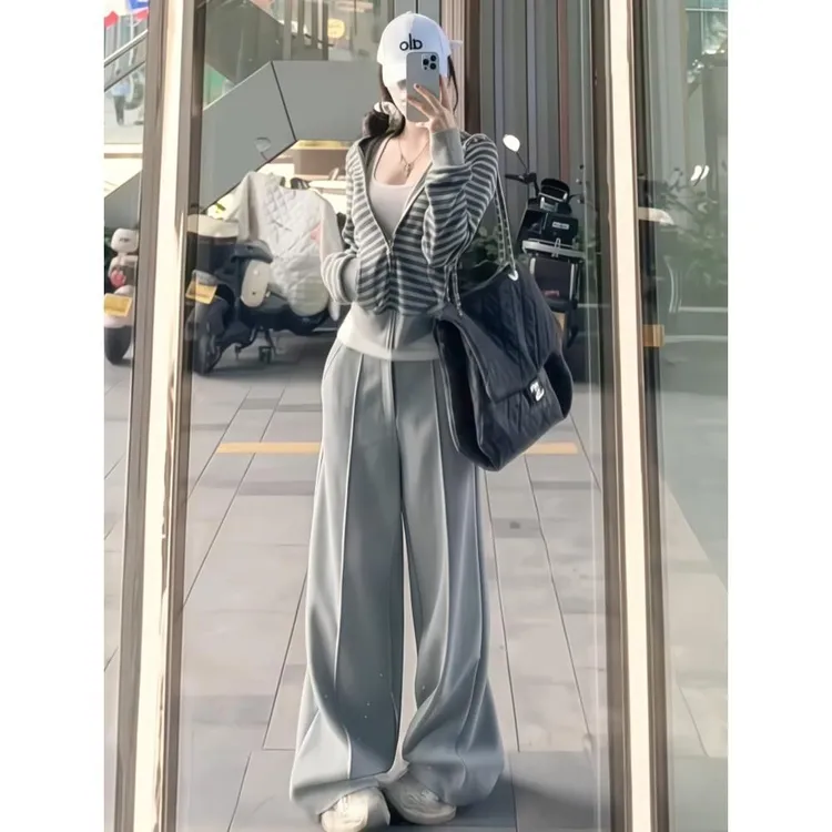 韩系chic卫衣阔腿裤套装女早秋季一整套ootd穿搭高级感休闲两件套