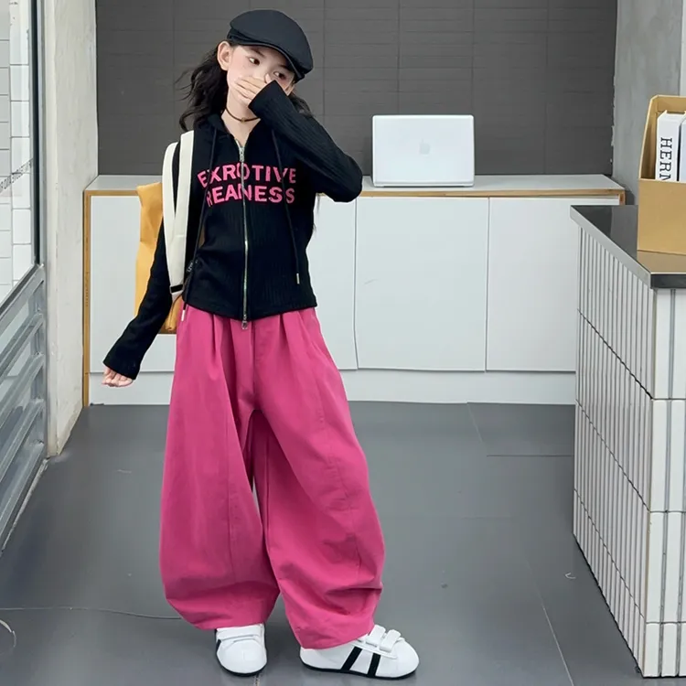 女童套装儿童春秋季新款时髦洋气童装韩版女孩开衫宽松休闲裤阔腿