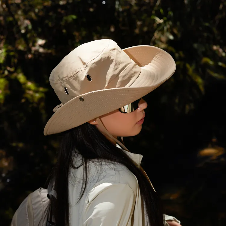 渔夫帽登山帽户外夏季防晒帽子女爬山遮阳防紫外线男生西部牛仔帽