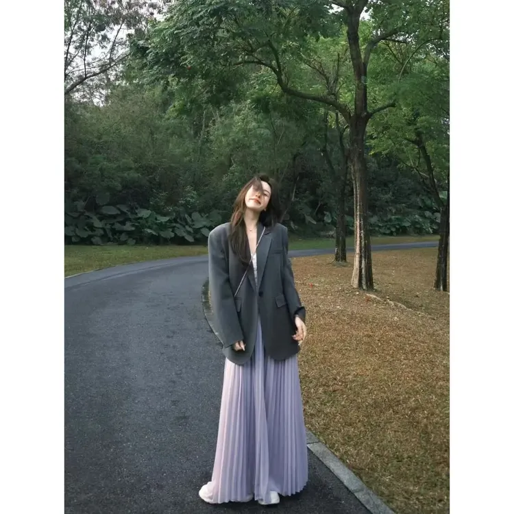 高级感西装外套女春季2025新款韩版宽松上衣百搭高腰显瘦半身裙