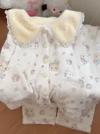 冬季轻松熊法兰绒睡衣女卡通可爱长袖印花加绒加厚冬天保暖家居服