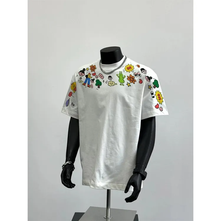 美式街头拼接艺术oldschool小众无性别宽松百搭短袖T恤男女同款