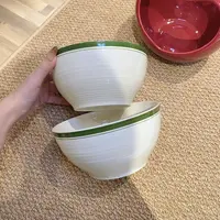 奶油碗6英寸汤碗爆款ins风釉下彩饭碗面碗拉面沙拉碗可爱陶瓷