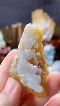 天然缅甸翡翠油黄翡特色貔貅毛货买断需抛光尺寸高61宽26厚17