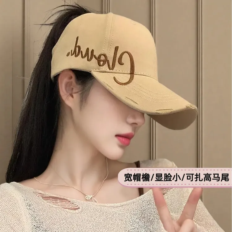 空顶棒球帽女夏季宽帽檐加大加深遮阳防晒太阳帽子大头围显脸小