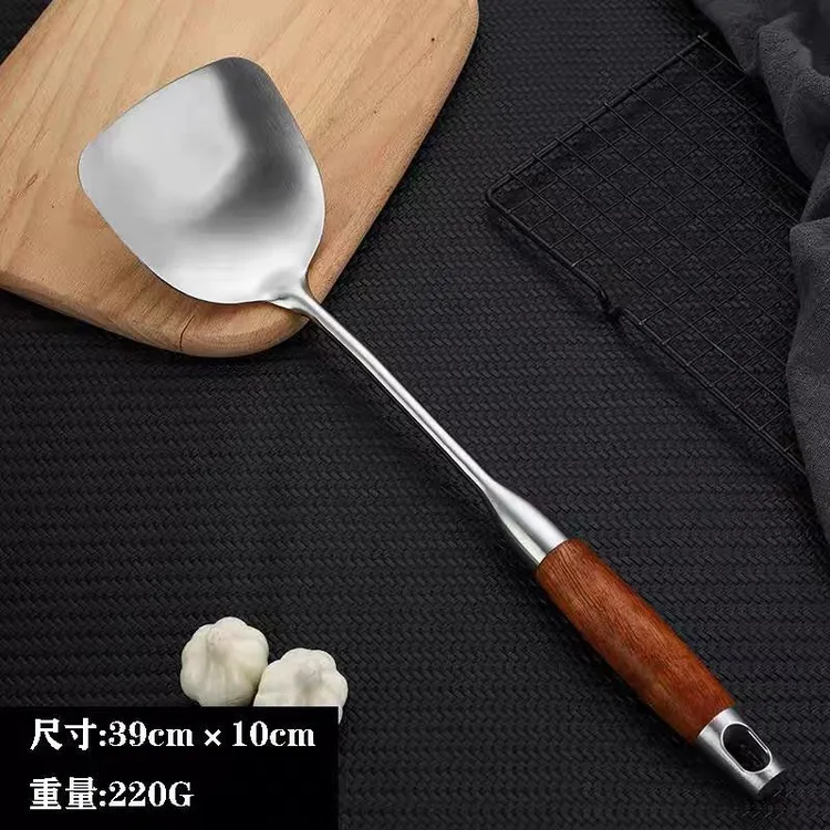 304不锈钢花梨木锅铲不粘锅耐高温家用炒菜铲子厨师专用防烫长柄