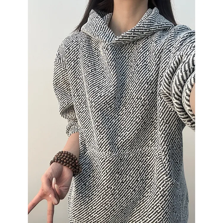 cleanfit小香风条纹连帽卫衣男款秋冬潮牌重磅情侣套头带帽衫外套