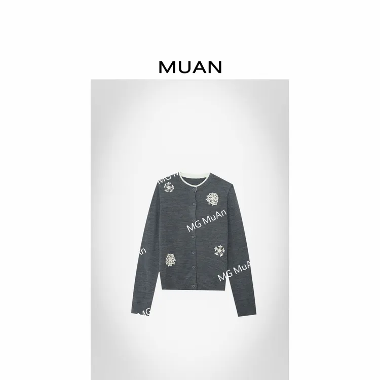 木岸MUAN:《小烟花开衫》定制251克巴素兰手工钩花毛衣女DG3-081-1
