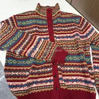 【七色费尔岛】新款复古提花针织开衫毛衣外套