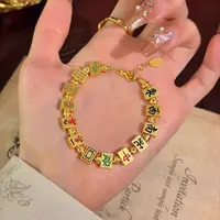 足银手链 十三幺麻将999纯银手链女珐琅彩招财纳福足银手串送女友