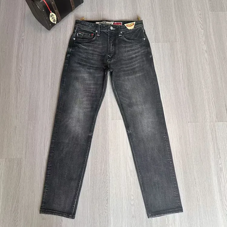 1322款赤耳丹宁16盎司男装512合体直筒微锥裤型火山黑灰色牛仔裤
