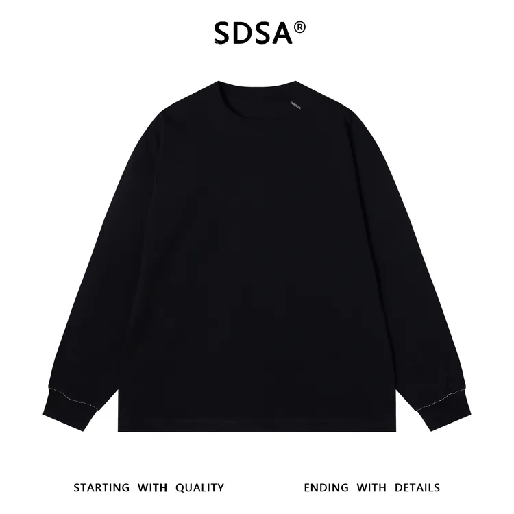 SDSA男士秋冬新款痞帅男装简约纯色金属装饰圆领卫衣百搭宽松上衣
