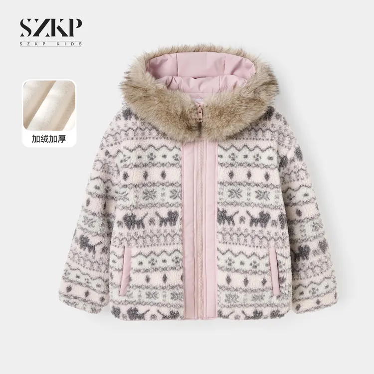 SZKP冬季新款女童装中大童加绒连帽保暖洋气儿童外套BGYD557668