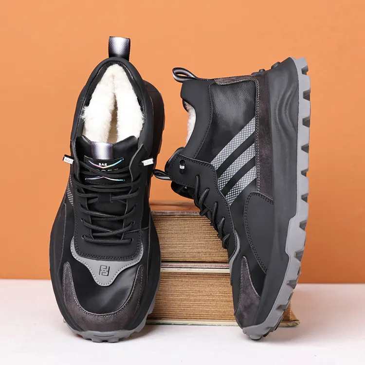 冬季特大码45一体绒跑步男鞋46加绒保暖加厚高帮休闲青年运动鞋50