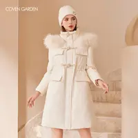 【蜜思仝】哥文花园早秋米白色鹅绒收腰羽绒服女高贵轻奢CTA4332450