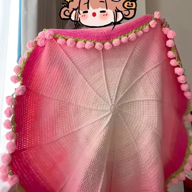 渐变粉色玫瑰毯子变花束抱毯玫瑰花束及材料包少女风午休抱毯秋季