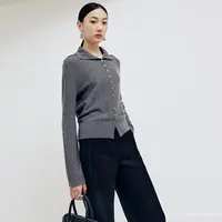 【星线好物】FS时尚灰色立领宽松保暖长袖针织毛衣女25冬新款9580A