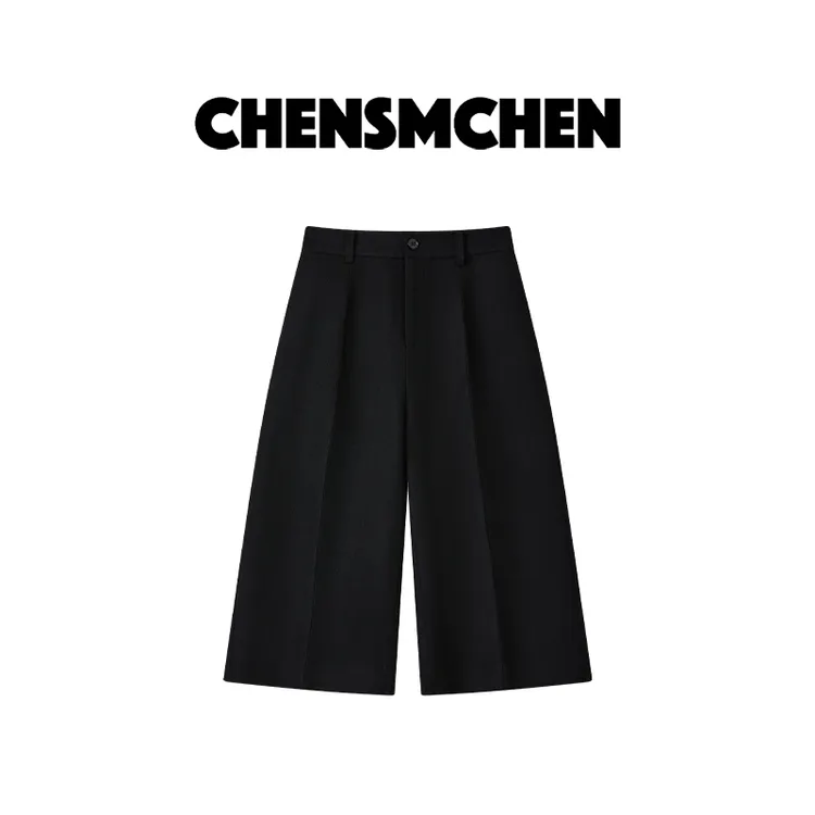 CHENSMCHEN绵羊毛时尚设计感七分中裤女秋冬百搭休闲裤CSK10796LC