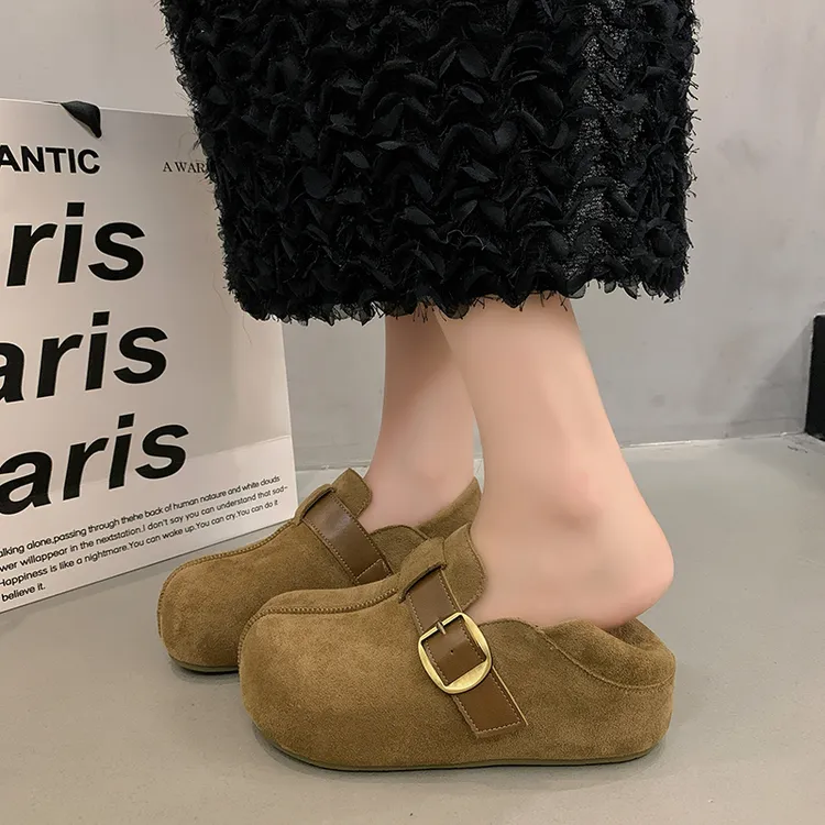 2025秋冬新款时尚勃肯鞋百搭休闲鞋女鞋潮厚底增高加绒魔术贴棉鞋