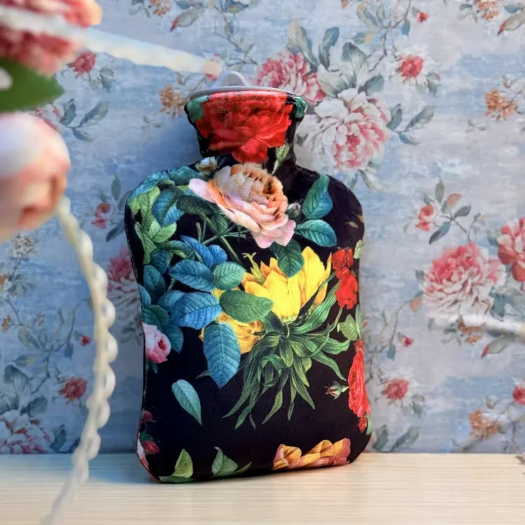 冬天热敷冲注水热水袋防爆pvc绒布印花暖手暖宫暖手宝暖足1000ML