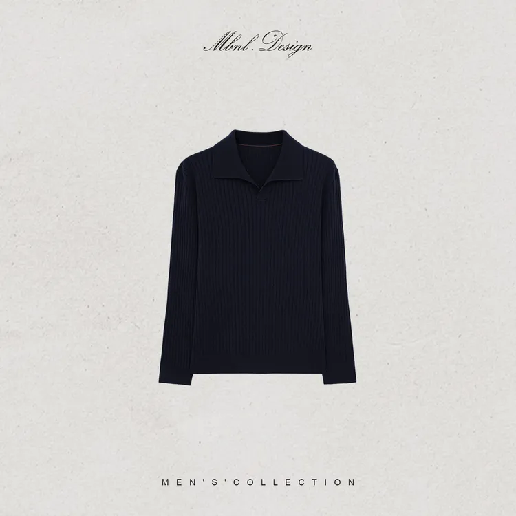 MBNL-F「Rib Knit」秦磊男装德国进口机器羊毛混纺Polo衫LL-WSY1149