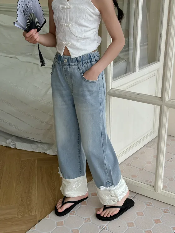 快2025 【Y】3月10日 男童女童时尚百搭蓝色牛仔裤3052-