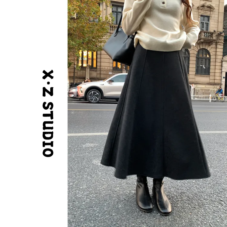 X.ZHEN【结构主义八片裙】女装洋气时髦气质裙子秋冬款半身裙跨年女