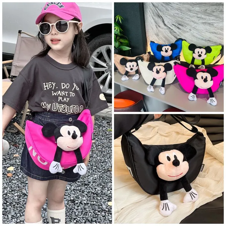 儿童包包男女童出游斜跨包可爱卡通休闲背包女孩洋气米奇单肩潮包