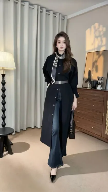 2025秋季穿搭轻奢法式简约气质优雅高级感时尚收腰显瘦长袖连衣裙