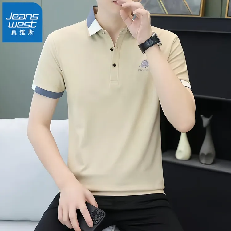 真维斯Jeanswest高档Polo衫男士夏季时尚简约短袖t恤新款休闲冰丝