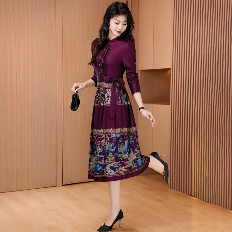 喜婆婆婚宴礼服国风连衣裙女春秋2025新款十三行轻奢高级妈妈裙子