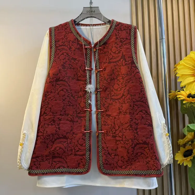 新中式国风重工大码马甲外套女2025秋冬新款高贵外穿坎肩背心上衣